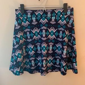 Teal aztec printed skirt